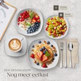 Tectake - Combi Servies Salerno - Porselein - Wit - Voor 12 Personen - 100-delig