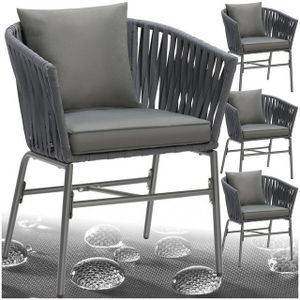 TecTake - Stoelenset Valeiras - Tuinstoelen - Metalen - Waterafstotende Kussens - Set van 4