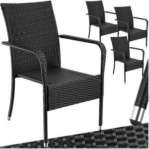 tectake® Rattanstuhl, widerstandsfähig, bodenschonend, stapelbar, 58 x 67 x 90 cm, Belastbarkeit 120 kg