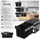 tectake® Abfallsammler, 2-fach Mülltrennung, 2x15L, für Schränke ab 40 cm Breite, 35 x 48 x 35 cm
