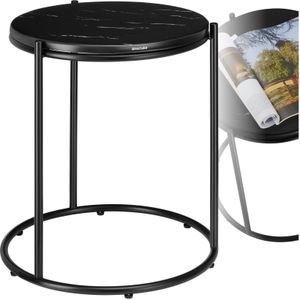 Tectake - Ellsa - Bijzettafel - Zwart - Stalen Frame - Marmeren Blad