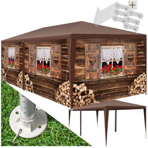 tectake® Partytent Almchalet - Paviljoen in Alpenhut Stijl - 6x3 m - Apres Ski Tent - Waterdicht Zeildoek met 6 Verwijderbare Zijpanelen - Weerbestendig Tuinpaviljoen - Inclusief Spanlijnen en Haringen