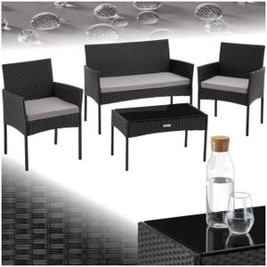 Wicker tuinset Palese voor 4 personen - zwart