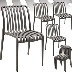 Tectake - Alcudia - Tuinstoelen - Antraciet - Set van 4
