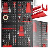 tectake - Gereedschapswand - 4-delig - Staal - Geperforeerd - Werkplaatsinrichting
