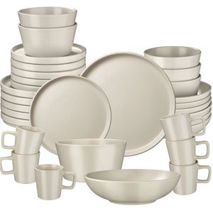 KAHLA 710973M90071XO Jazz wit porselein servies voor 6 personen 30-delig modern combiservies complete set ronde borden kopjes porselein servies