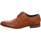 bugatti Derby lage business schoen van leer, derby met elastiek en parallelle naad voor heren, Cognac.