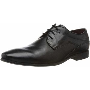 bugatti Heren zakelijke halfhoge schoen van hoogwaardig leer, derby met elegante lijnenvormgeving derby's, zwart, 41 EU
