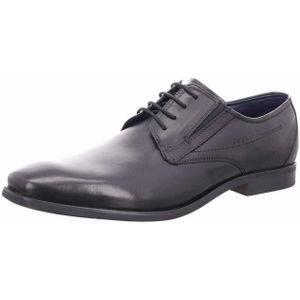 bugatti Heren zakelijke halfhoge schoen van leer, derby met tweekleurige afwerking, ergonomische pasvorm met elastiek Derbys, zwart, 41 EU