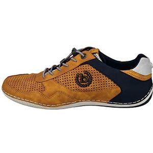 bugatti heren Casual leren sneakers met veters en handgemaakte afwerking, Geel, 40 EU