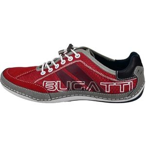 bugatti Lichte zool voor heren, sportieve lage schoen, elastische veters, sneakers, rood, 43 EU