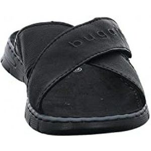 bugatti Zomerse Muiltjes van Leer en Textiel - Zwart