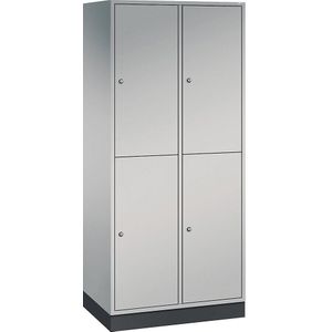 C+P Lockerkast met twee verdiepingen Intro, 2 compartimenten, blank aluminiumkleurig, b x d = 820 x 500 mm