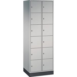C+P Zesvoudige locker Intro, 2 compartimenten, kastframe blank aluminiumkleurig, deuren blank aluminiumkleurig
