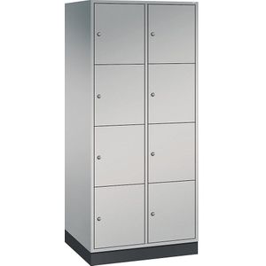 C+P Viervoudige locker Intro, 2 compartimenten, blank aluminiumkleurig, b x d = 820 x 600 mm