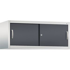 C+P ACCURADO opzetkast met schuifdeuren, h x b x d = 500 x 1200 x 500 mm, lichtgrijs/zwartgrijs