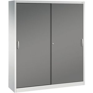 C+P ACURADO schuifdeurkast, 8 legborden, h x b x d = 1950 x 1600 x 400 mm, lichtgrijs/vulkaangrijs