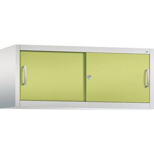 C+P ACCURADO opzetkast met schuifdeuren, h x b x d = 500 x 1200 x 400 mm, lichtgrijs/felgroen