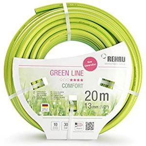 Rehau 20 m flexibele tuinslang, Comfort Line, groen, diameter: 13 mm (½ inch), waterslang drukvast, stabiele slang voor tuin, irrigatieslang 1/2 inch, groen-geel, 18475 5