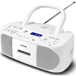 MEDION E65010 - Stereo Radio - Wit - CD-speler - Cassette - USB-aansluiting - FM PLL-radio
