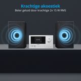 MEDION P85003 Micro Audio System compact systeem (internetradio, DAB+, PLL FM-radio, Bluetooth, USB-aansluiting, AUX, 2x150 W), zilver
