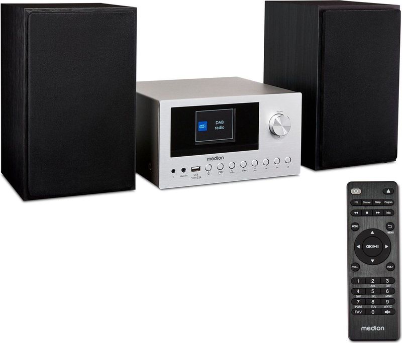MEDION P85003 Micro Audio System Compact Systeem (Internetradio, DAB+, PLL FM-radio, Bluetooth, USB-aansluiting, AUX, 2x150 W)