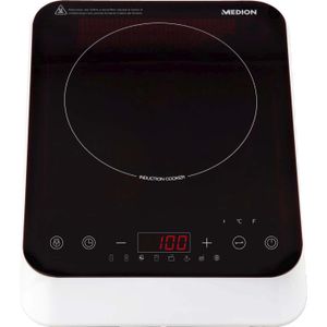 MEDION Inductiekookplaat (single, 2000 watt, inductiekookplaat, 8 automatische programma's, automatische panherkenning, sensor touch, LED-display, 10 temperatuurinstellingen, kristalglasplaat, MD 1849