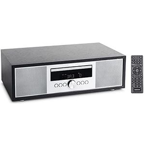MEDION P64145 All-in-One Audio Systeem (DAB+, CD, MP3, PLL FM Radio, USB, Compact Systeem, Elegant ontwerp, Alarm functie, Slaaptimer) zwart-zilver