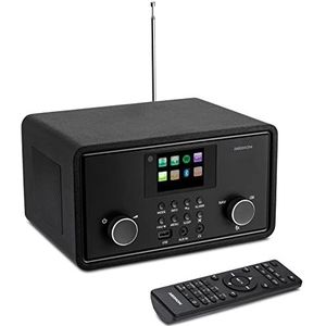 MEDION P85027 internetradio (DAB Plus, FM-radio, Spotify Connect, WLAN, Bluetooth, streaming, equalizer, kleurendisplay, USB, AUX, wekker, snooze-functie, sleeptimer) zwart