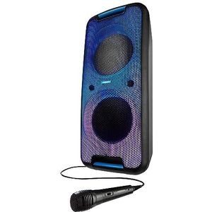 MEDION P61080 party sound system (partyspeakers incl. microfoon, karaoke, oplaadbare batterij, Bluetooth, echt draadloze stereo, 2X 450 watt, gekleurde LED, 2x USB, 2x AUX, 2X microfoonaansluiting, co