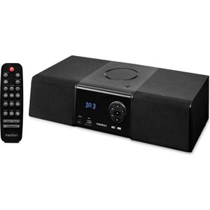 MEDION E64004 Micro Audio System compact systeem (DAB+, CD-speler. PLL FM-radio, Bluetooth, USB-poort, sleeptimer, MP3, LCD-scherm met 12/24-uurs weergave)