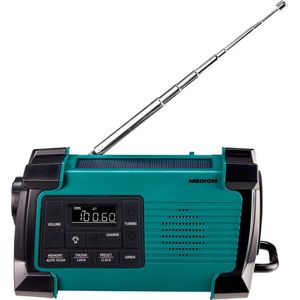 Medion Noodradio (E66805) - Powerbank Zonneenergie - Zwengelradio - Opwindbare Radio FM - Zaklamp (IPX4) - SOS Noodpakket