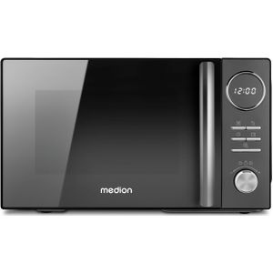 MEDION 3-in-1 magnetron met grill- en heteluchtfunctie (23 liter, 900 watt, 1.000 watt grill, 1.680 watt hetelucht, 10 automatische programma's, ontdooifunctie, display, MD11493) zwart