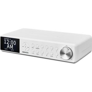 MEDION P66750 Keuken onderbouwradio (DAB+ keukenradio, PLL FM-radio, dimbaar TFT-kleurendisplay, kookwekker, Bluetooth, LED-strip, incl. montagemateriaal) wit