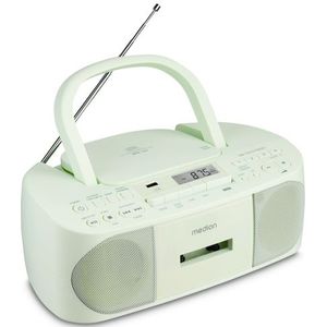 MEDION - E65010 - Stereo Radio - Groen - CD-speler, Cassette, USB-aansluiting, FM PLL, 40 Zenders, Draagbaar