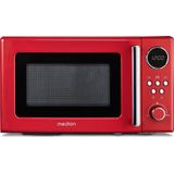 Medion LIFE MD 15000 rot | Mikrowelle | Retro-Look| 800 W | Garinnenraum 20 l | 5 Mikrowellenstufen | 8 Automatikprogramme | Auftaufunktion | Timer