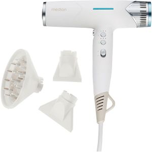 MEDION LIFE HD2 Haartrockner mit Ionen-Technologie, 1.500 Watt, Selbstreinigungsfunktion, Vielseitige Aufsätze: Stylingdüsen und Diffusor, 3 Temperatur- und 3 Luftstromstufen