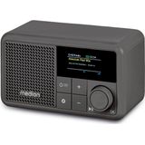 MEDION S66822 Draagbare mini DAB+ radio met Bluetooth (oplaadbare batterij, dimbaar kleurenscherm, telescopische antenne, sleeptimer, wekker, sluimerstand, AUX, USB-C) grijs