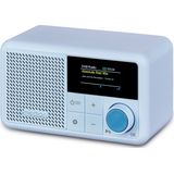 MEDION S66822 Draagbare mini DAB+ radio met Bluetooth (oplaadbare batterij, dimbaar kleurenscherm, telescopische antenne, sleeptimer, wekker, sluimerstand, AUX, USB-C) blauw