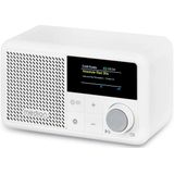 MEDION S66822 Draagbare mini DAB+ radio met Bluetooth (oplaadbare batterij, dimbaar kleurenscherm, telescopische antenne, slaaptimer, wekker, sluimerstand, AUX, USB-C) wit