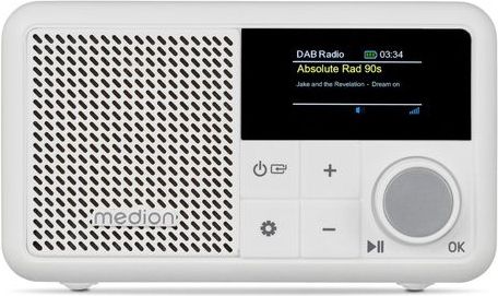MEDION S66822 Draagbare DAB+ Radio - Wit - Bluetooth - Oplaadbare Batterij