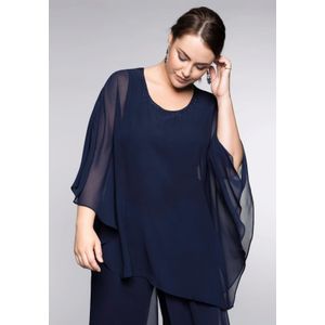 Sheego - Lange Blouse - Marine - 100% Polyester