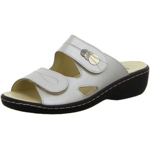 Longo Bequem-Pantolette,taupe für Damen, weiß, Gr. 40 EU