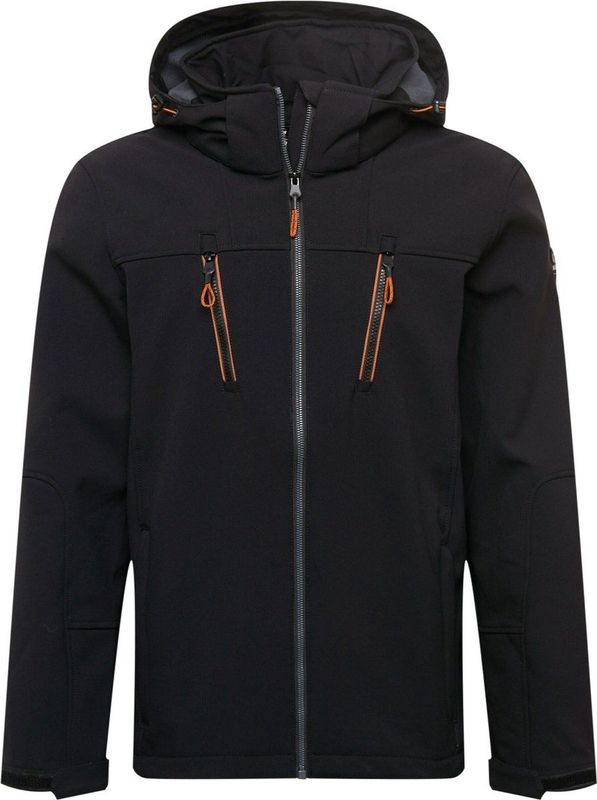 Killtec Softshelljas met afneembare capuchon voor heren, zwart.