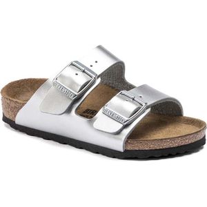 Slipper Birkenstock Kids Arizona Birko-Flor Electric Metallic Silver Narrow-Schoenmaat 33