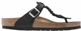 Birkenstock - Gizeh Gevlochten Slippers - Zwart - Leer