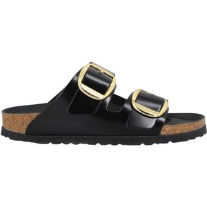 Slipper Birkenstock Women Arizona Big Buckle Natural Leather Patent High Shine Black Narrow-Schoenmaat 36