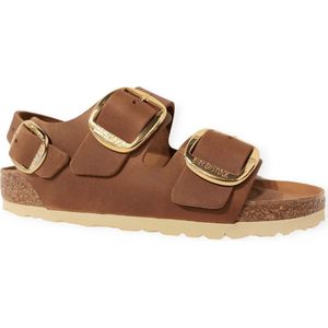 Birkenstock MILANO BIG BUCKLE LEATHER - Dames slippers - Kleur: Cognac - Maat: 38