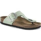 Birkenstock - Leren Gesp Slippers - Groen - Dames