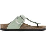 Birkenstock - Leren Gesp Slippers - Groen - Dames
